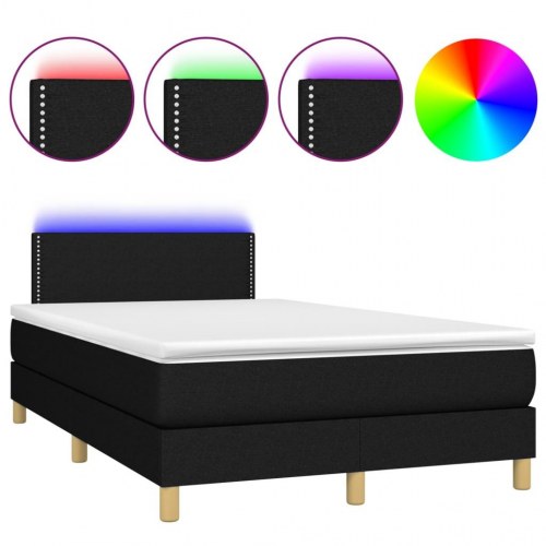 Kontinentalseng med LED-lys 120x200 cm - stof, sort