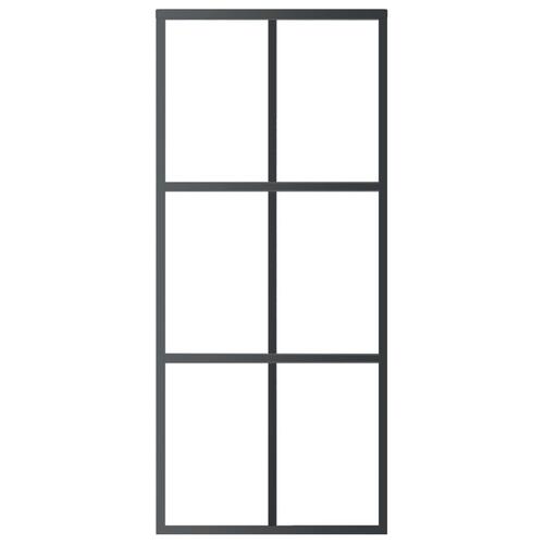 Skydedør m. monteringssæt 90x205 cm sikkerhedsglas og aluminium