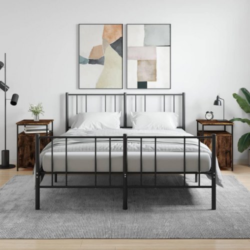Sengeborde 2 stk. 40×42×60 cm - konstrueret træ i røget egetræ