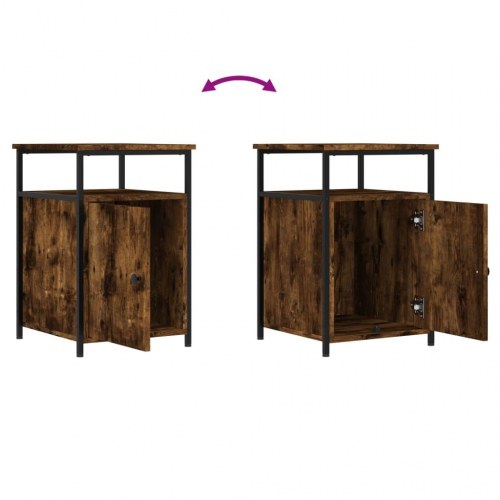 Sengeborde 2 stk. 40×42×60 cm - konstrueret træ i røget egetræ
