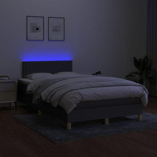 Kontinentalseng med LED-lys 120x200 cm - stof, mørkegrå