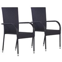 Stabelbare havestole 2 stk. polyrattan sort