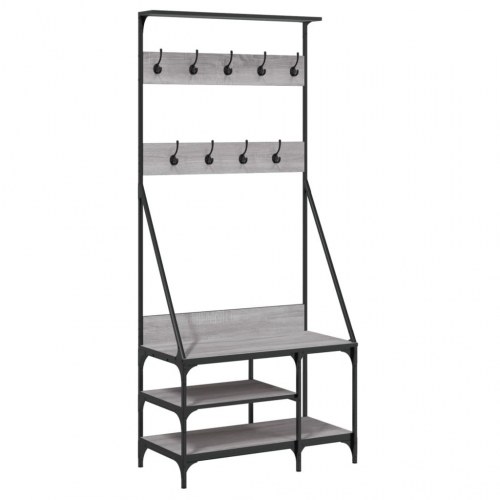Tøjstativ med skoopbevaring 80x40x184 cm grå sonoma-eg