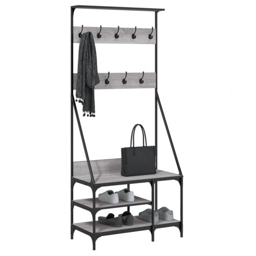Tøjstativ med skoopbevaring 80x40x184 cm grå sonoma-eg