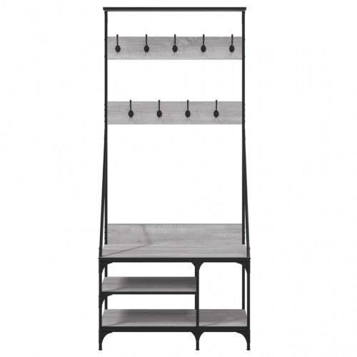 Tøjstativ med skoopbevaring 80x40x184 cm grå sonoma-eg
