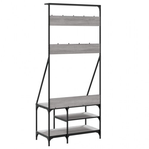 Tøjstativ med skoopbevaring 80x40x184 cm grå sonoma-eg