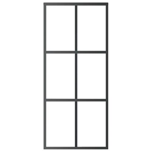 Skydedør m. monteringssæt 90x205 cm sikkerhedsglas og aluminium