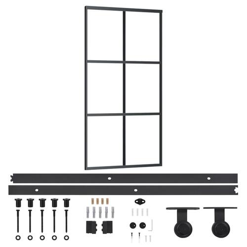 Skydedør m. monteringssæt 102x205 cm sikkerhedsglas og aluminium