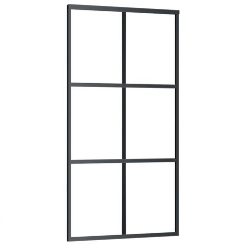 Skydedør m. monteringssæt 102x205 cm sikkerhedsglas og aluminium