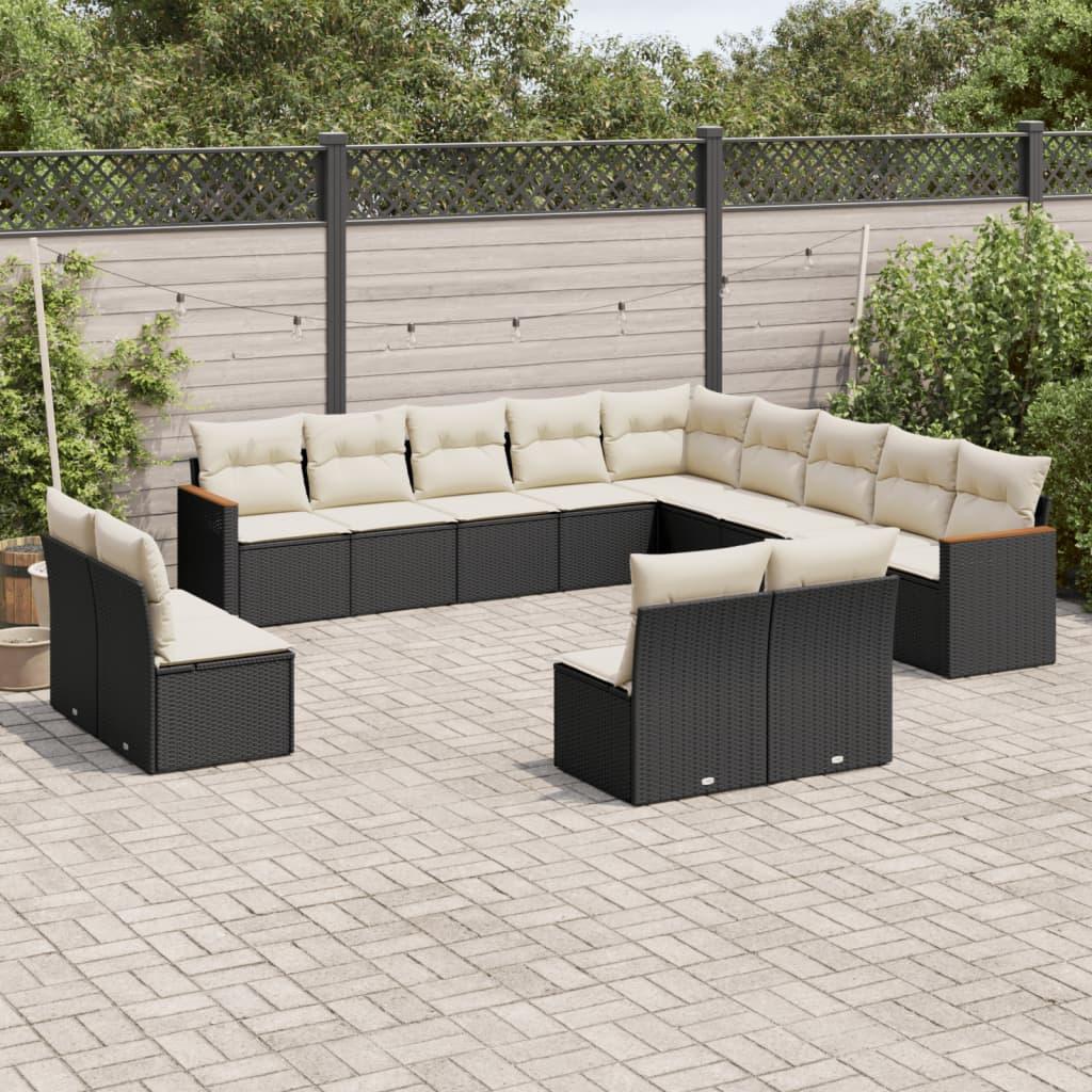 Sofasæt til haven 13 dele med hynder polyrattan sort