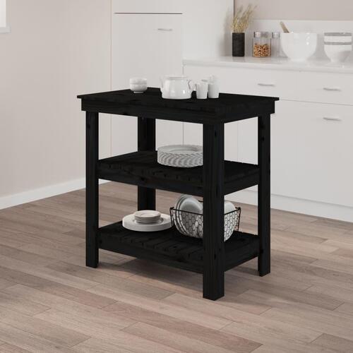 Arbejdsbord 78,5x50x80 cm massivt fyrretræ sort