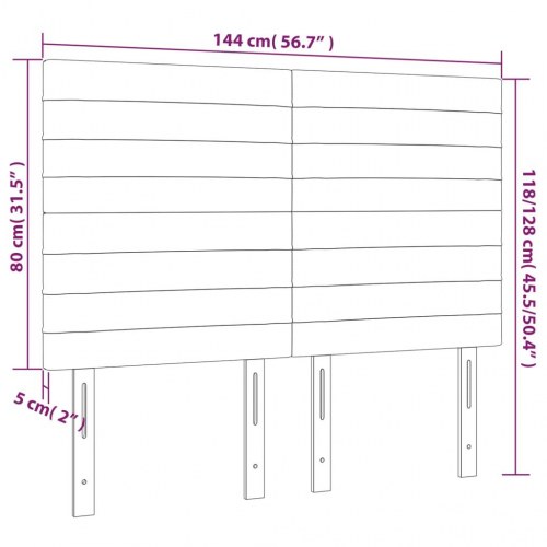 Sengegavl med LED-lys i stof 144 x 5 x 118/128 cm - gråbrun