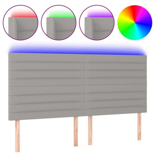 Sengegavl med LED-lys 160 x 5 x 118/128 cm - lysegrå