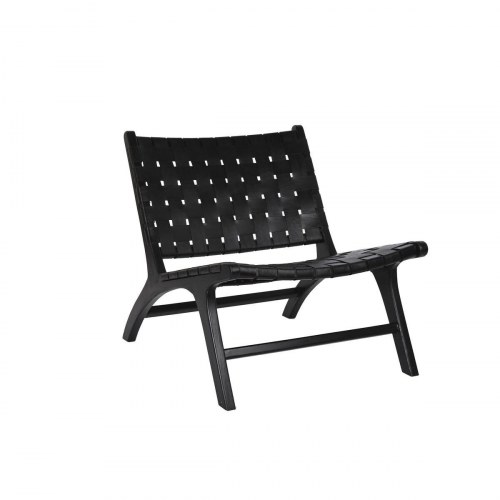 Spisebordsstol - sort læder/teak 65 × 79 × 70 cm
