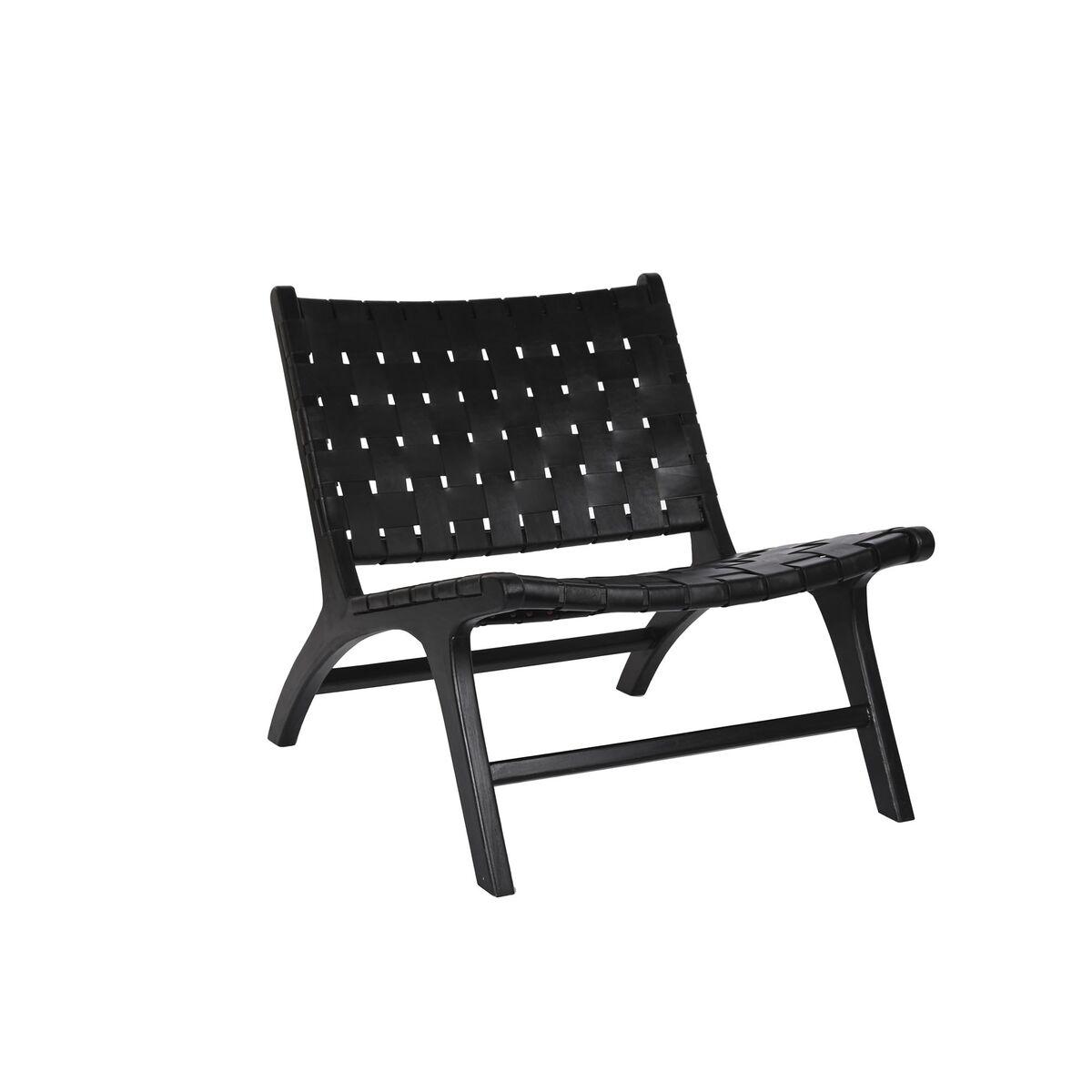 Spisebordsstol - sort læder/teak 65 × 79 × 70 cm