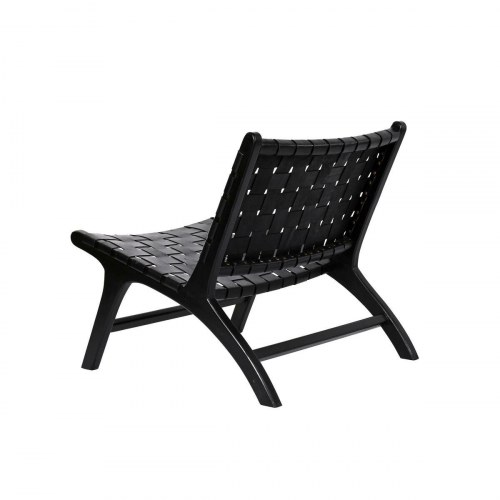 Spisebordsstol - sort læder/teak 65 × 79 × 70 cm