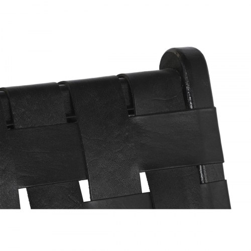 Spisebordsstol - sort læder/teak 65 × 79 × 70 cm