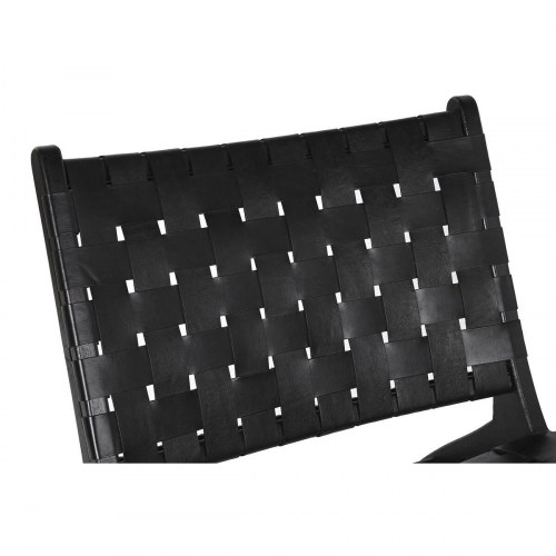 Spisebordsstol - sort læder/teak 65 × 79 × 70 cm