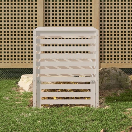 Kompostbeholder i massivt fyrretræ - 82,5 × 82,5 × 99,5 cm, hvid