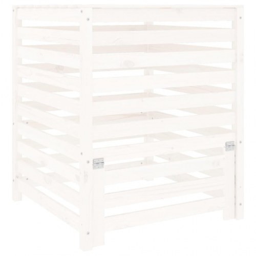 Kompostbeholder i massivt fyrretræ - 82,5 × 82,5 × 99,5 cm, hvid