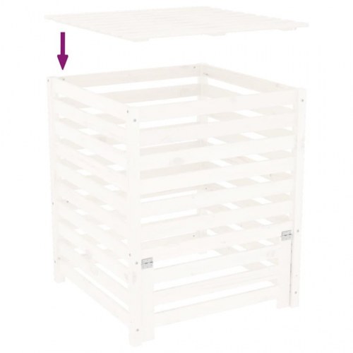 Kompostbeholder i massivt fyrretræ - 82,5 × 82,5 × 99,5 cm, hvid