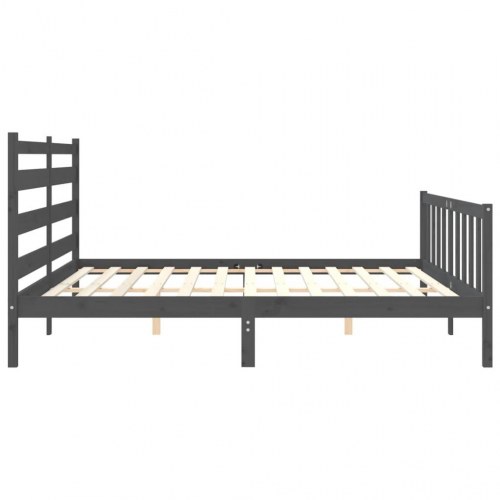 Sengeramme med sengegavl 200x200 cm massivt træ grå