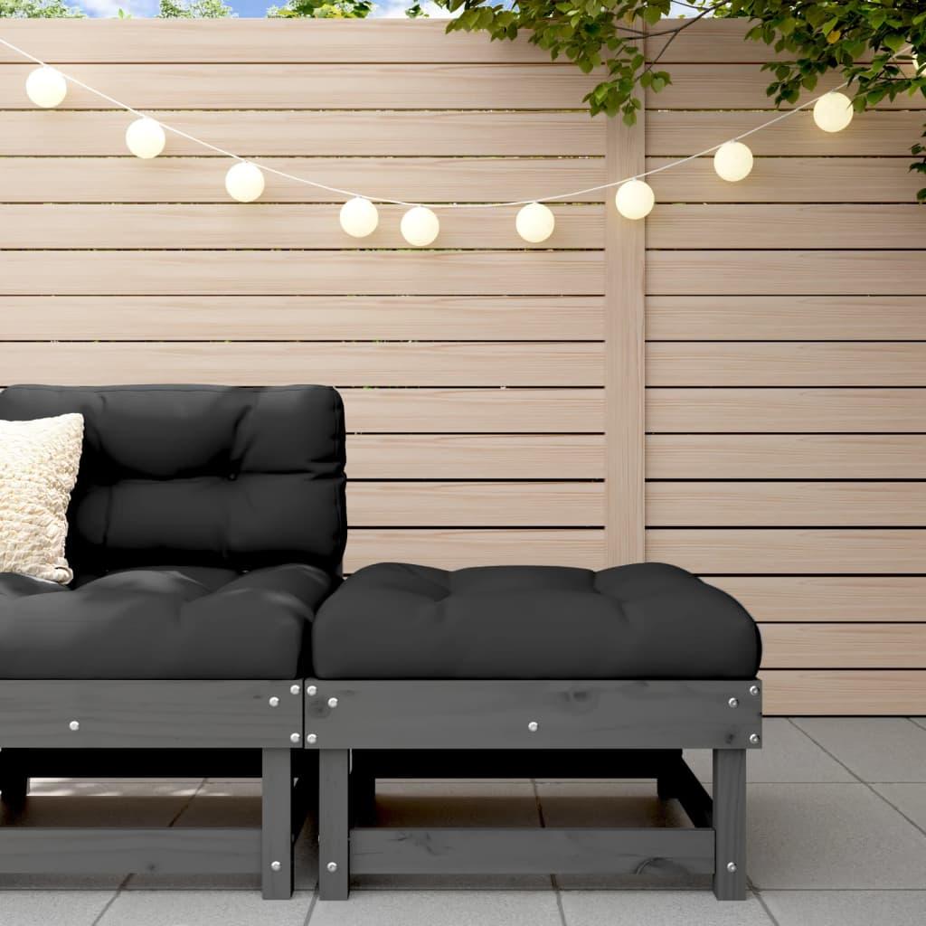 Loungesæt Til Haven 3 Dele Massivt Douglasgran - Fyrretræ grå / Fodskammel