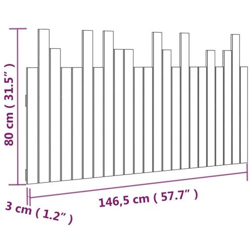 Sengegavl 146,5x3x80 cm massivt fyrretræ hvid