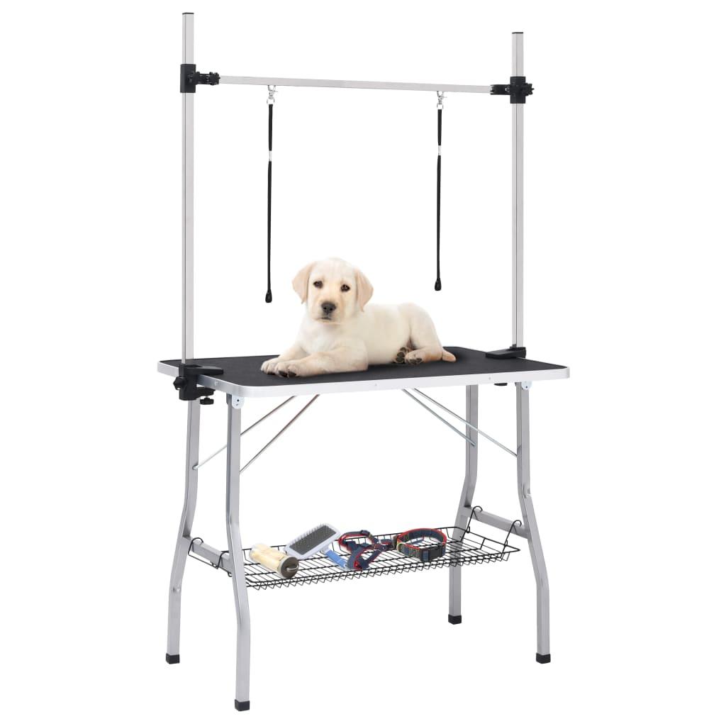 Vaske /trimmebord Til Hund Justerbart M. 2 Løkker Og Kurv