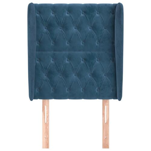 Sengegavl med kanter 83x23x118/128 cm fløjl mørkeblå