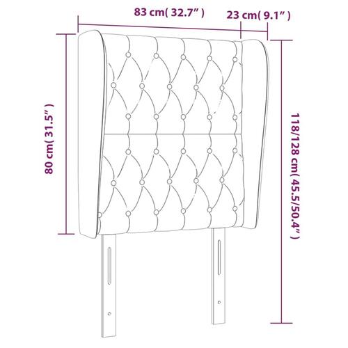 Sengegavl med kanter 83x23x118/128 cm fløjl mørkeblå