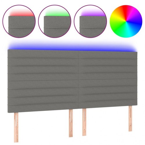 Sengegavl med LED-lys 200 x 5 x 118/128 cm - mørkegrå
