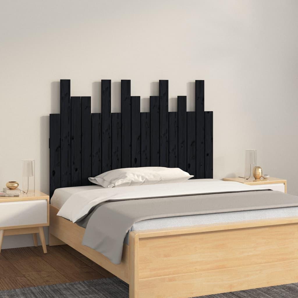 Sengegavl 108x3x80 cm massivt fyrretræ sort