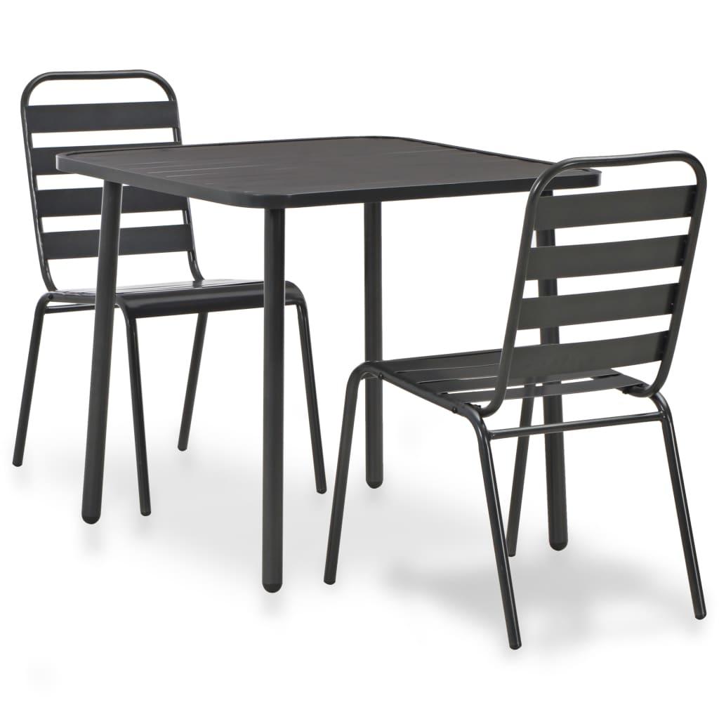 Bistrosæt 3 dele stål mørkegrå