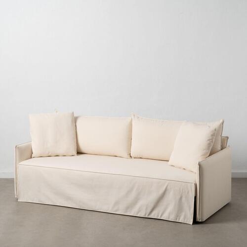Sovesofa 200 x 94 x 86 cm Syntetisk stof Flødefarvet