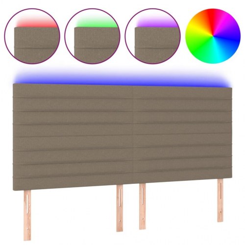 Sengegavl med LED-lys 200 x 5 x 118/128 cm - gråbrun