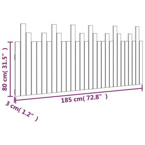 Sengegavl 185x3x80 cm massivt fyrretræ