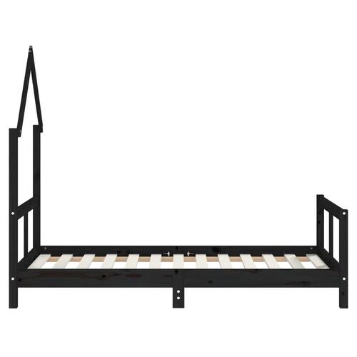 Sengeramme til juniorseng 80x160 cm massivt fyrretræ sort