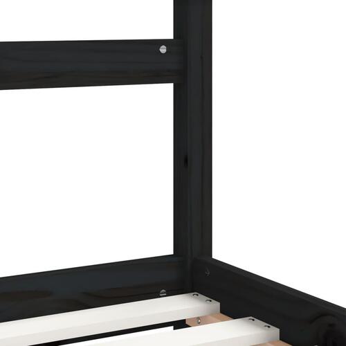 Sengeramme til juniorseng 80x160 cm massivt fyrretræ sort