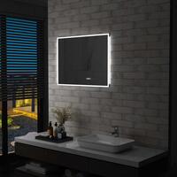 LED-spejl med berøringssensor og tidsdisplay 80x60 cm