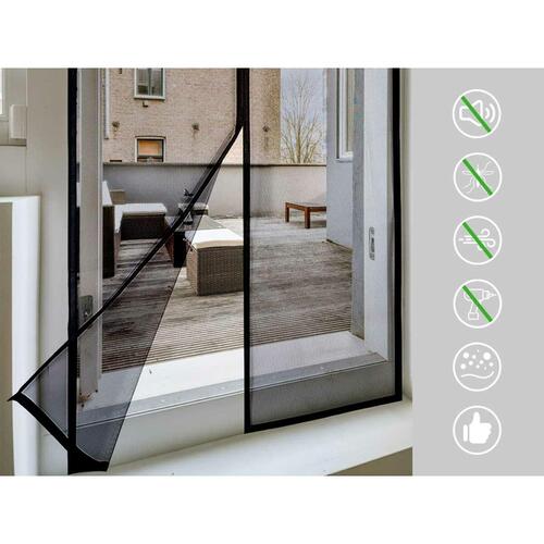 Insektnet dør Kipit - magnetisk sort 90 × 210 cm (12 stk.)
