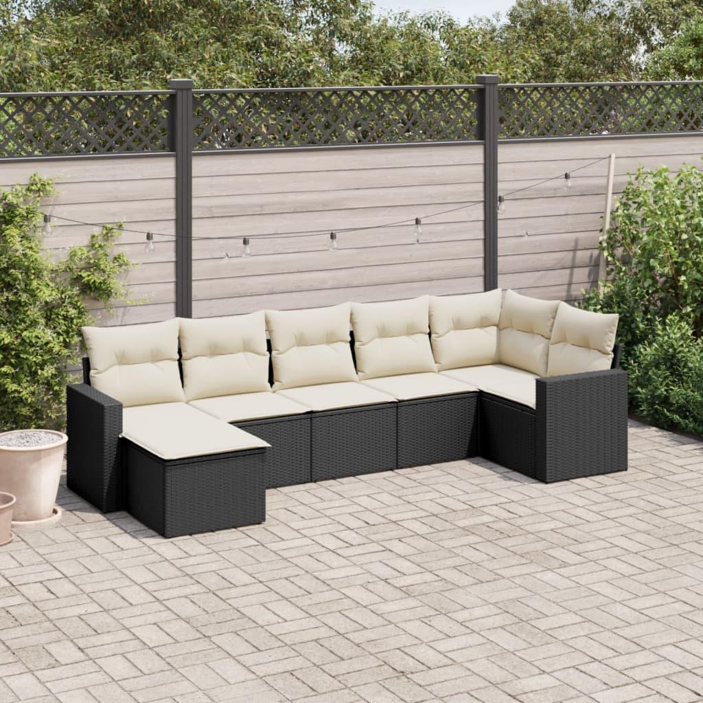 Sofasæt Til Haven 8 Dele Med Hynder Polyrattan Beige - Sort og cremefarvet / Uden bord