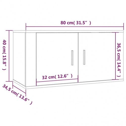 Væghængt tv-skab 80 × 34,5 × 40 cm - grå sonoma