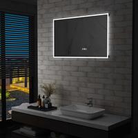 LED-spejl med berøringssensor og tidsdisplay 100x60 cm