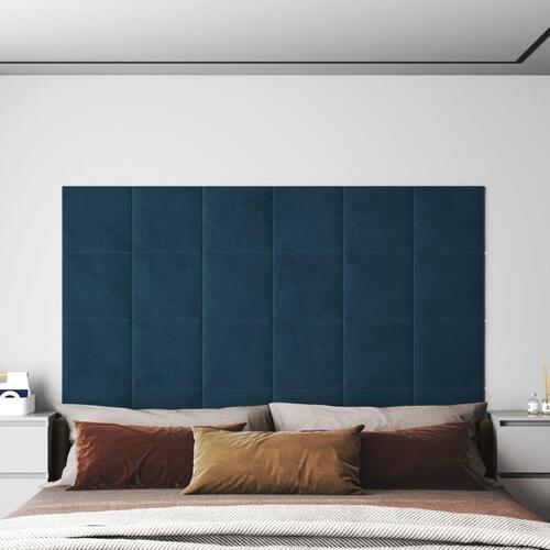 Vægpaneler 12 stk. 30x30 cm 1,08 m² fløjl blå