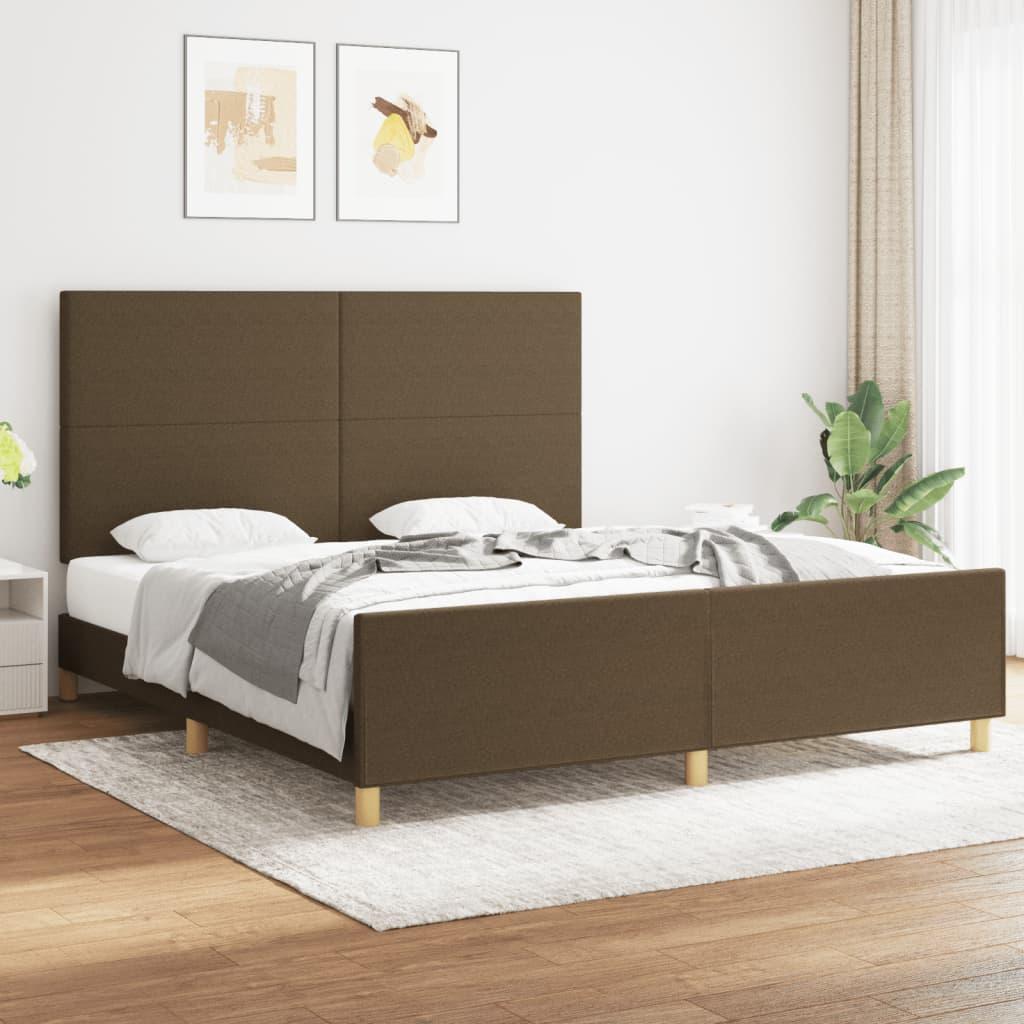 Sengeramme Uden Madras Stof Mørkebrun - Med ensartet mønster / 180 x 200 cm