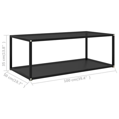 322898 Coffee Table Black 100x50x35 cm Tempered Glass