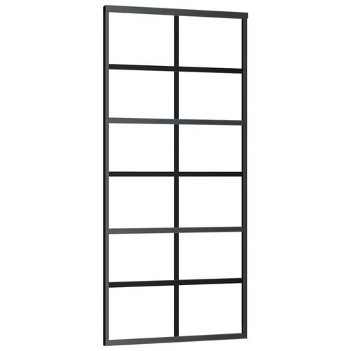 Skydedør m. monteringssæt 90x205 cm sikkerhedsglas og aluminium