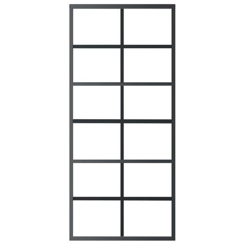 Skydedør m. monteringssæt 90x205 cm sikkerhedsglas og aluminium