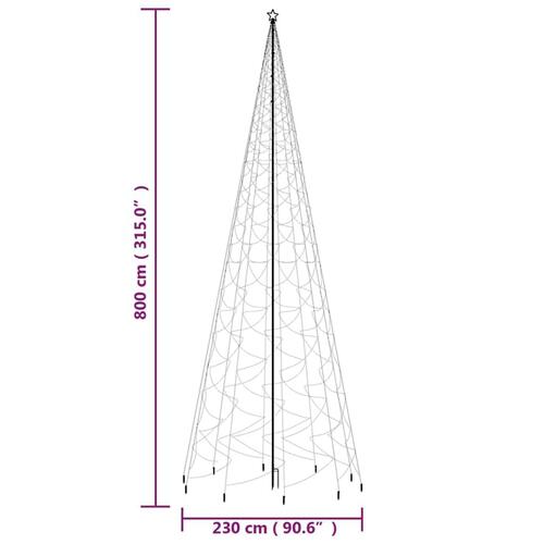 Juletræ med spyd 3000 LED'er 800 cm koldt hvidt lys